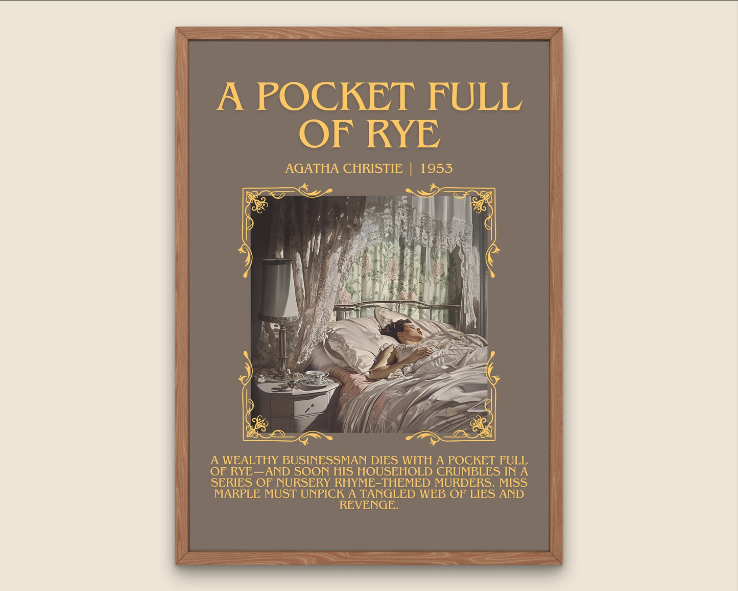 A Pocket Full Of Rye by Agatha Christie Descriptive, High Quality Poster Print.Free Delivery Wall Art.Author and Blurb Book Artwork Gift Art