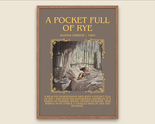 A Pocket Full Of Rye by Agatha Christie Descriptive, High Quality Poster Print.Free Delivery Wall Art.Author and Blurb Book Artwork Gift Art