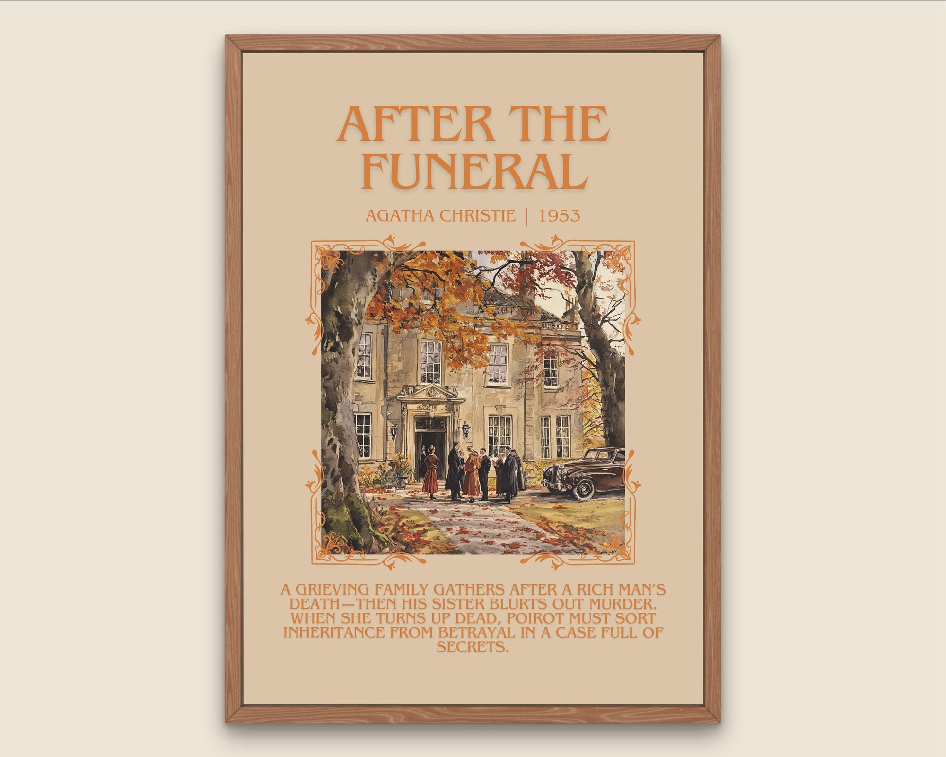 After The Funeral by Agatha Christie Descriptive, High Quality Poster Print.Free Delivery Wall Art.Author and Blurb Book Artwork Gift Art