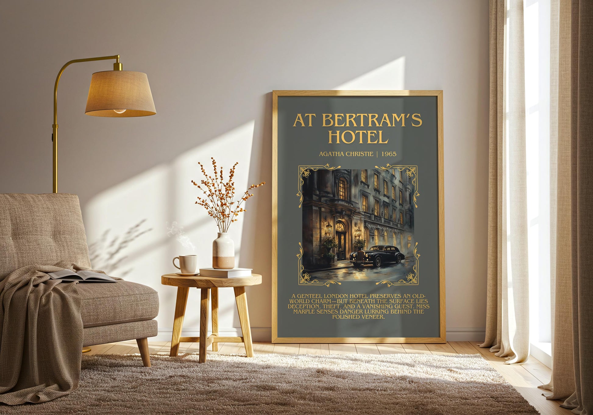 At Betram's Hotel by Agatha Christie Descriptive, High Quality Poster Print.Free Delivery Wall Art.Author and Blurb Book Artwork Gift Art