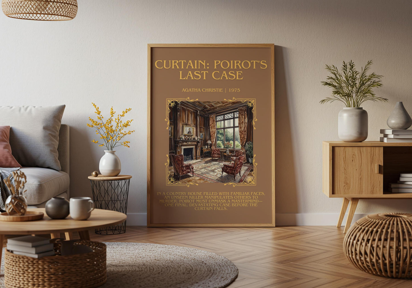Curtain: Poirot's Last Case by Agatha Christie Descriptive, High Quality Poster Print.Free Delivery Wall Art. Author and Blurb Book Artwork