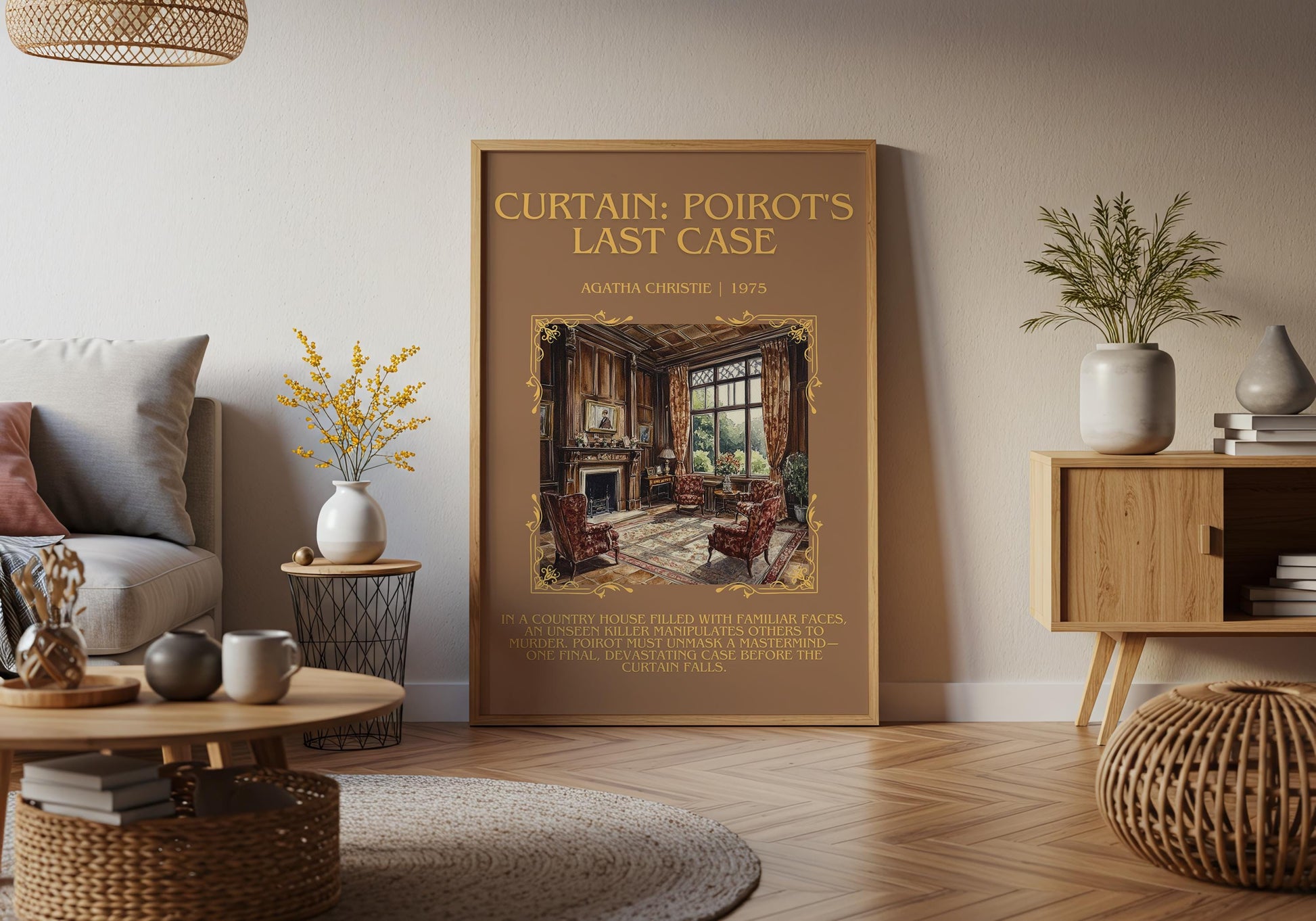 Curtain: Poirot's Last Case by Agatha Christie Descriptive, High Quality Poster Print.Free Delivery Wall Art. Author and Blurb Book Artwork