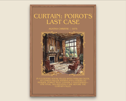 Curtain: Poirot's Last Case by Agatha Christie Descriptive, High Quality Poster Print.Free Delivery Wall Art. Author and Blurb Book Artwork