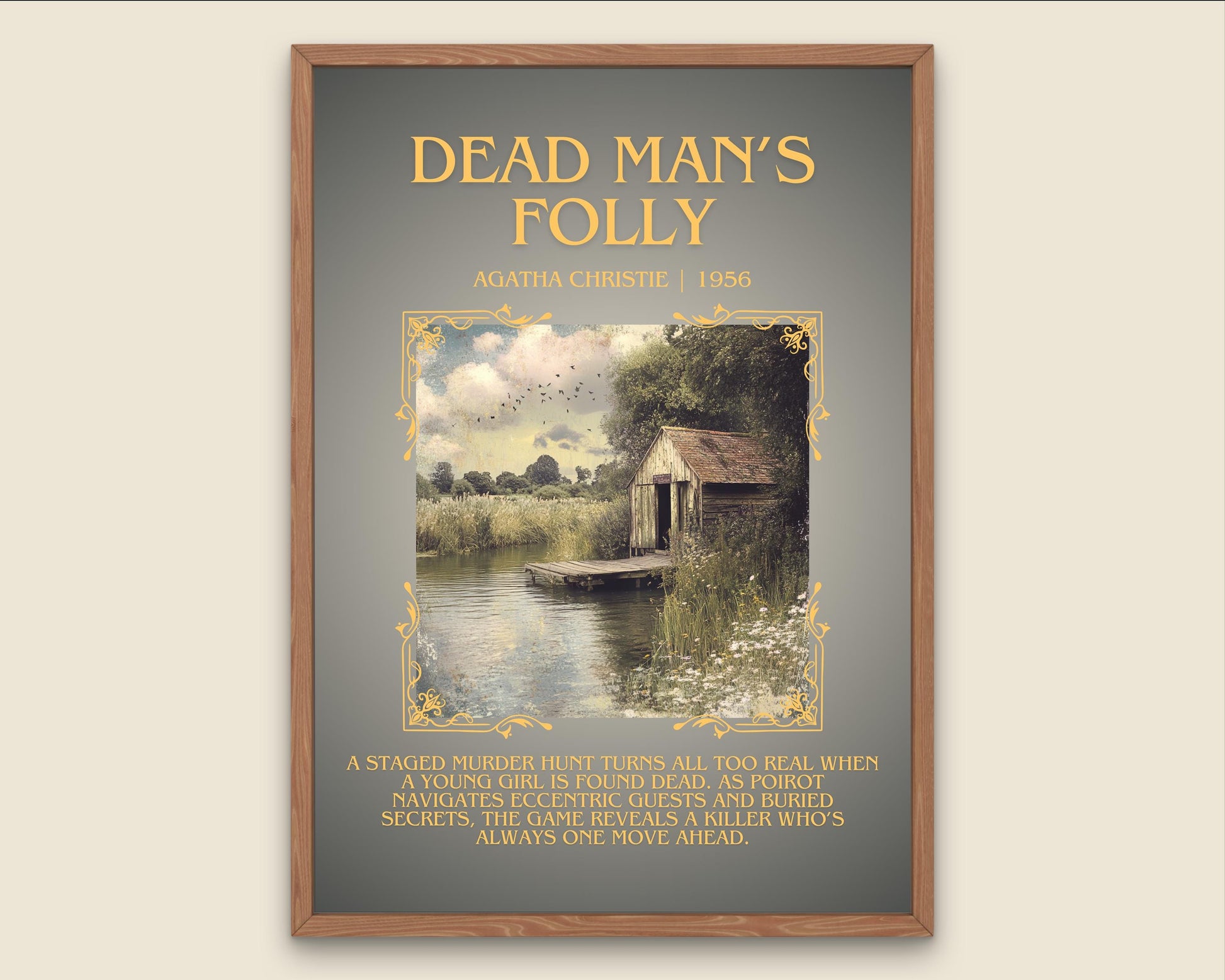 Dead Man's Folly by Agatha Christie Descriptive, High Quality Poster Print.Free Delivery Wall Art.Author & Blurb Book Artwork Gift Art