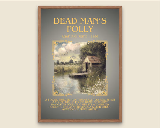 Dead Man's Folly by Agatha Christie Descriptive, High Quality Poster Print.Free Delivery Wall Art.Author & Blurb Book Artwork Gift Art