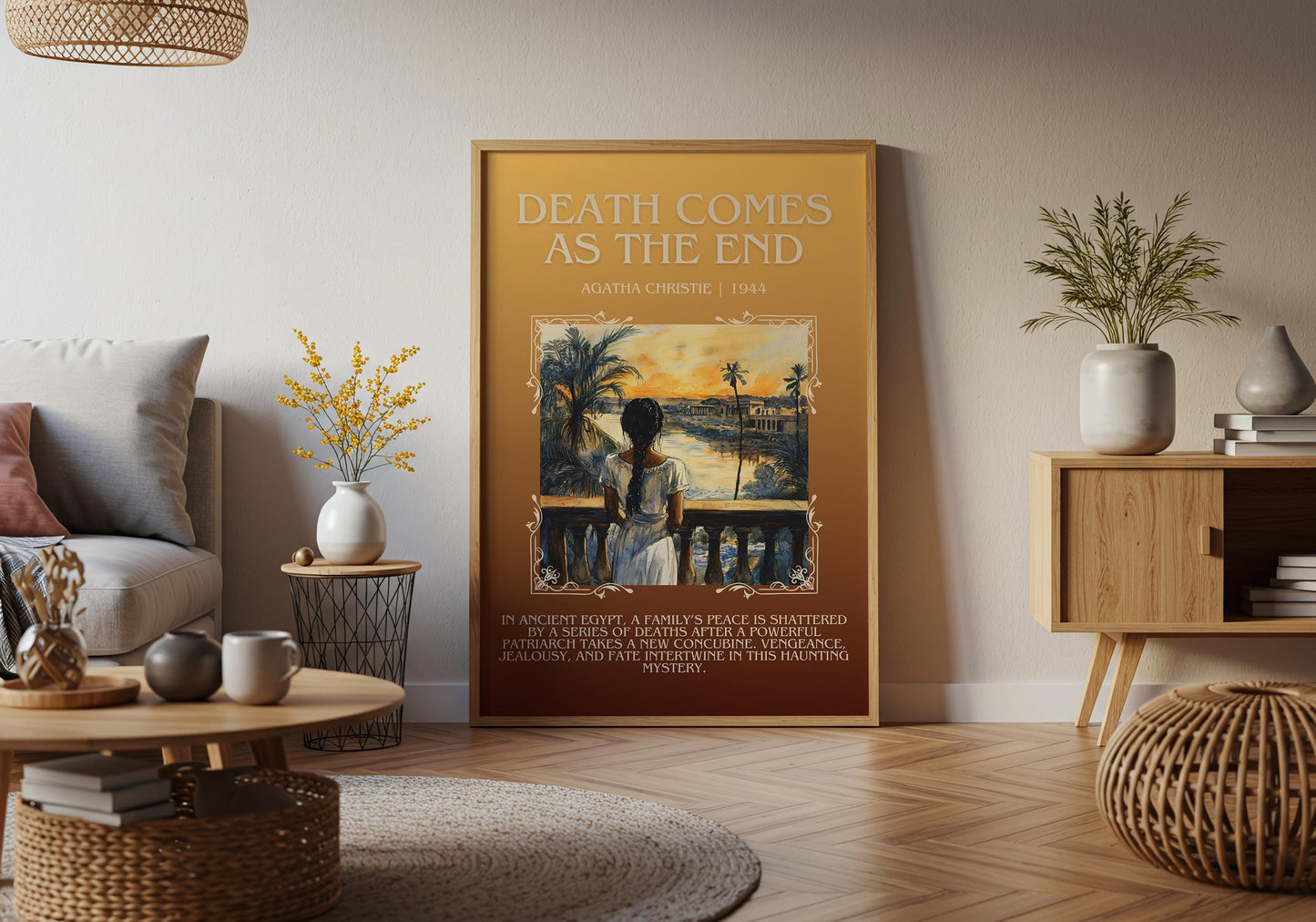 Death Comes At The End by Agatha Christie Descriptive, High Quality Poster Print.Free Delivery Wall Art. Author and Blurb Book Artwork