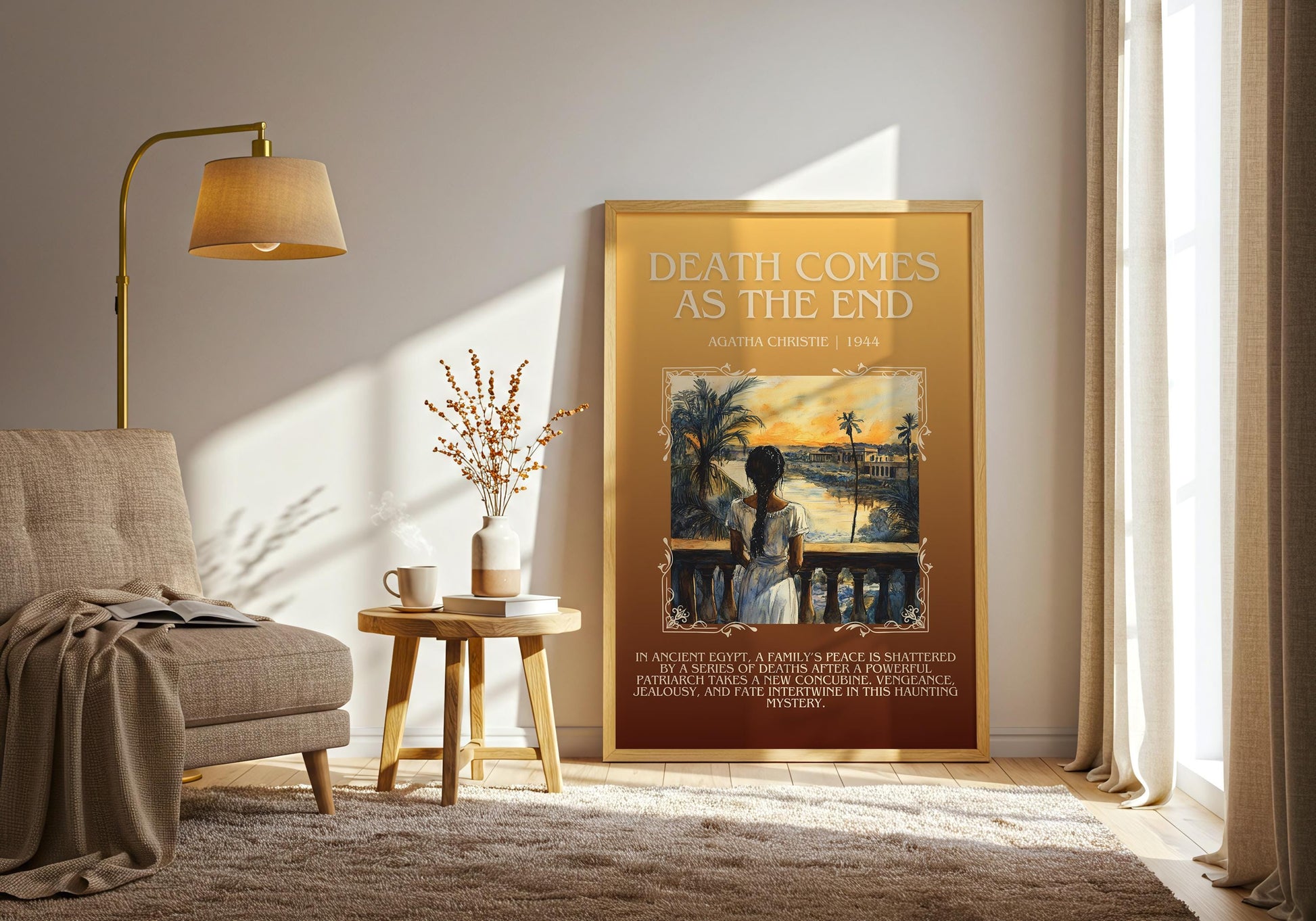 Death Comes At The End by Agatha Christie Descriptive, High Quality Poster Print.Free Delivery Wall Art. Author and Blurb Book Artwork