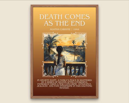 Death Comes At The End by Agatha Christie Descriptive, High Quality Poster Print.Free Delivery Wall Art. Author and Blurb Book Artwork