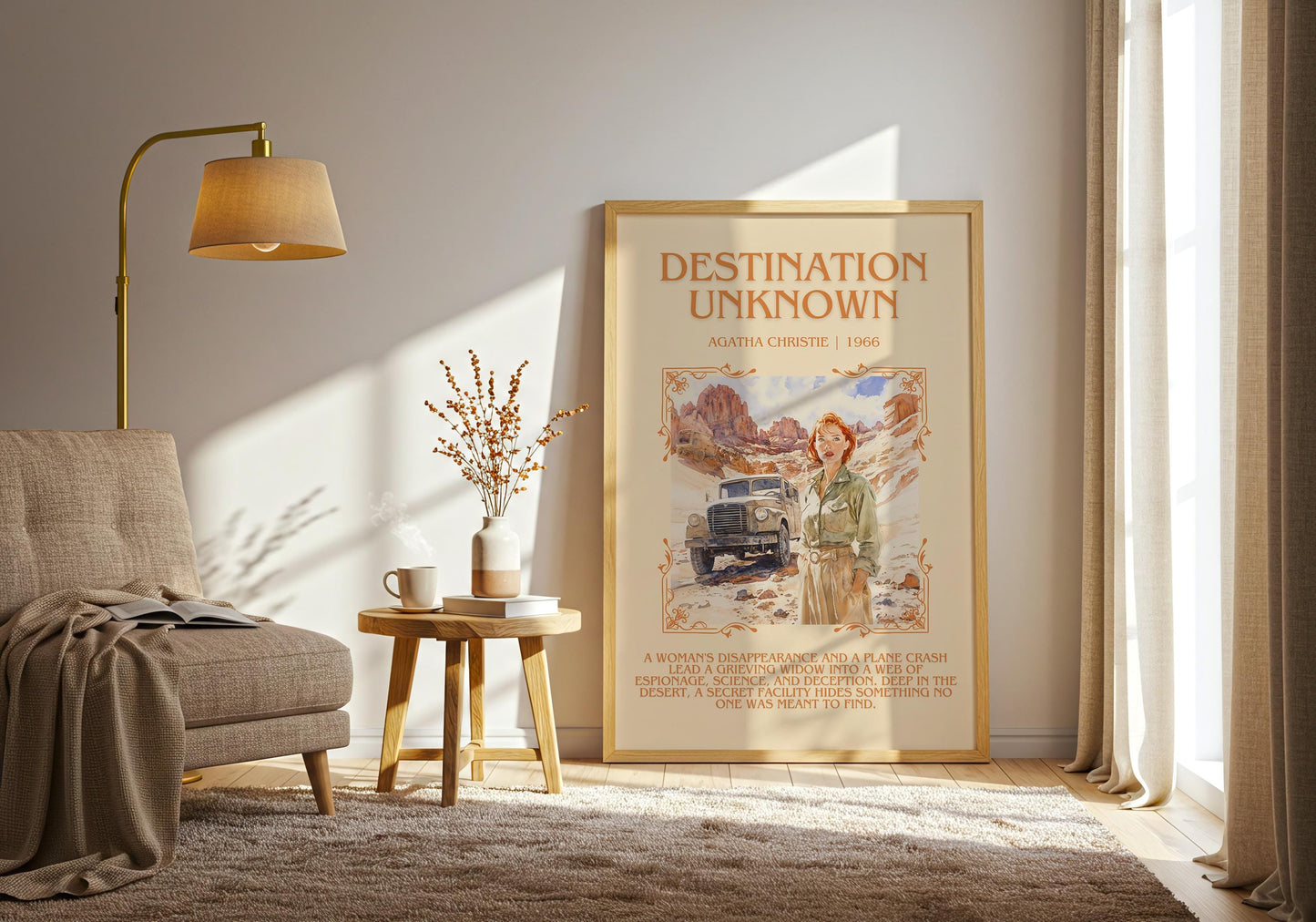 Destination Unknown by Agatha Christie Descriptive, High Quality Poster Print.Free Delivery Wall Art. Author and Blurb Book Artwork