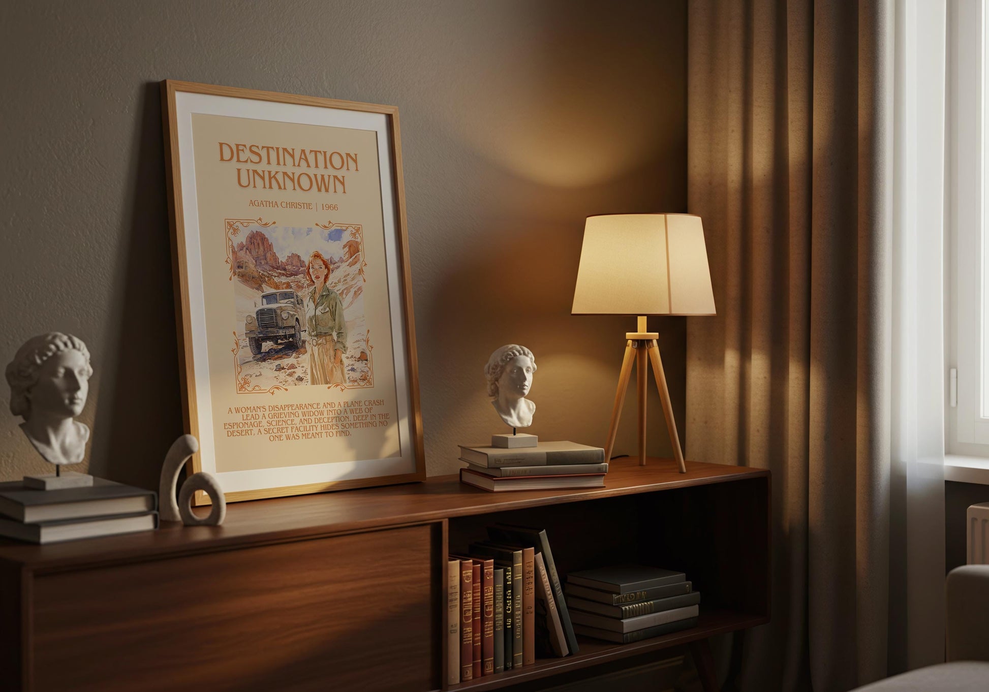 Destination Unknown by Agatha Christie Descriptive, High Quality Poster Print.Free Delivery Wall Art. Author and Blurb Book Artwork