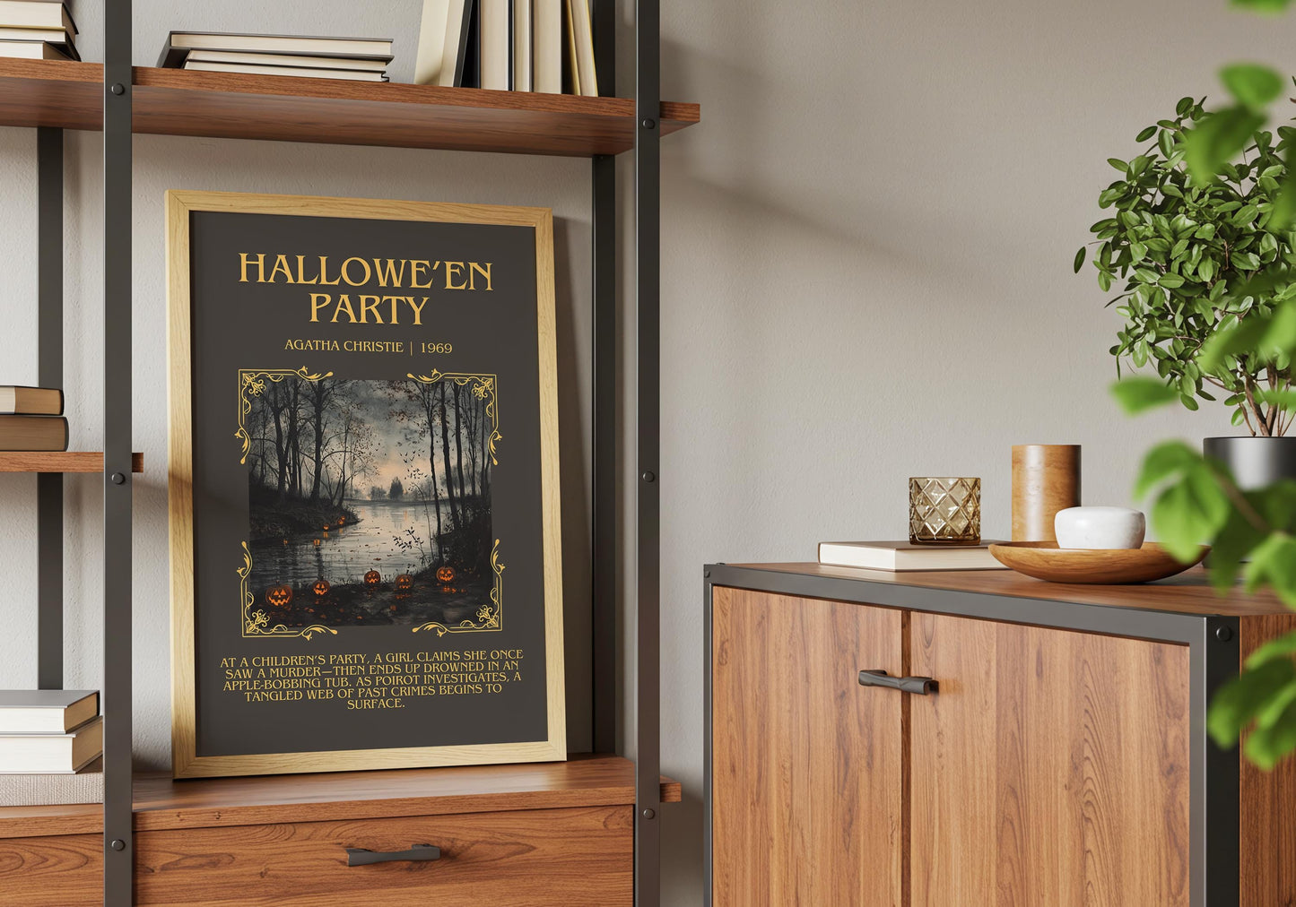 Hallowe'en Party by Agatha Christie Descriptive, High Quality Poster Print.Free Delivery Wall Art. Author and Blurb Book Artwork