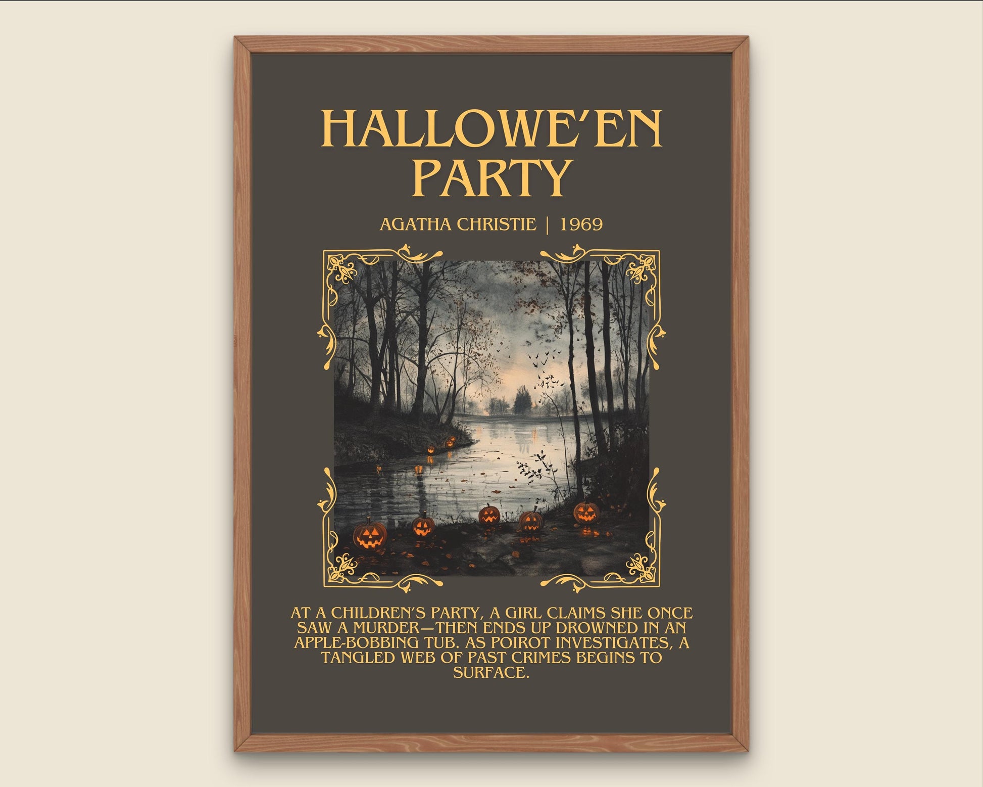 Hallowe'en Party by Agatha Christie Descriptive, High Quality Poster Print.Free Delivery Wall Art. Author and Blurb Book Artwork