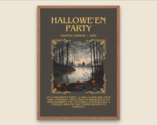 Hallowe'en Party by Agatha Christie Descriptive, High Quality Poster Print.Free Delivery Wall Art. Author and Blurb Book Artwork