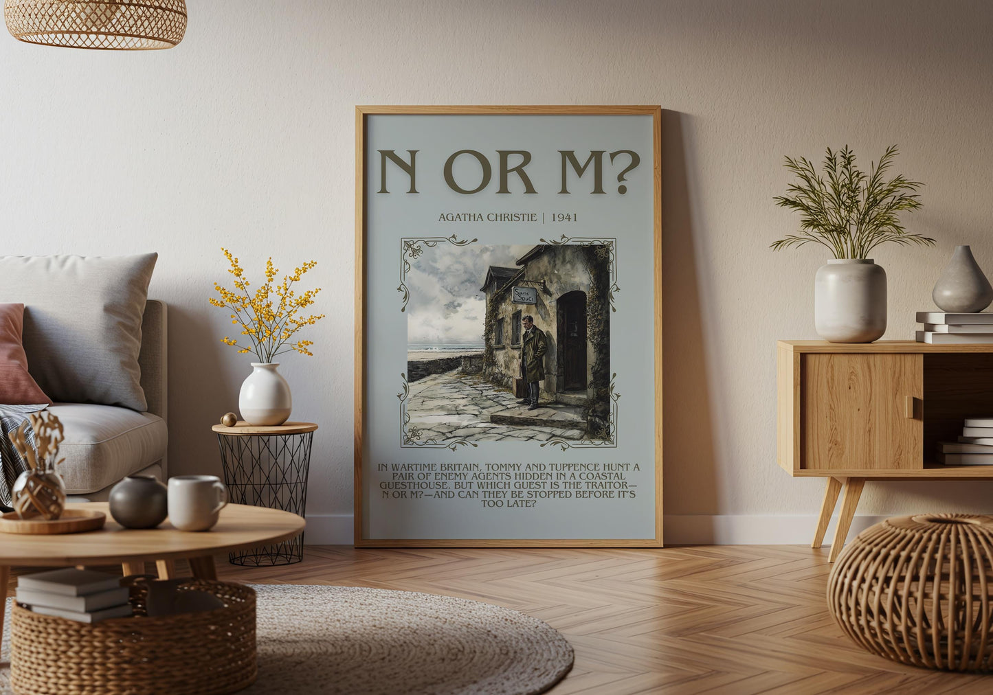 N Or M? by Agatha Christie Descriptive, High Quality Poster Print.Free Delivery Wall Art. Author & Blurb Book Artwork Cover Gift Art