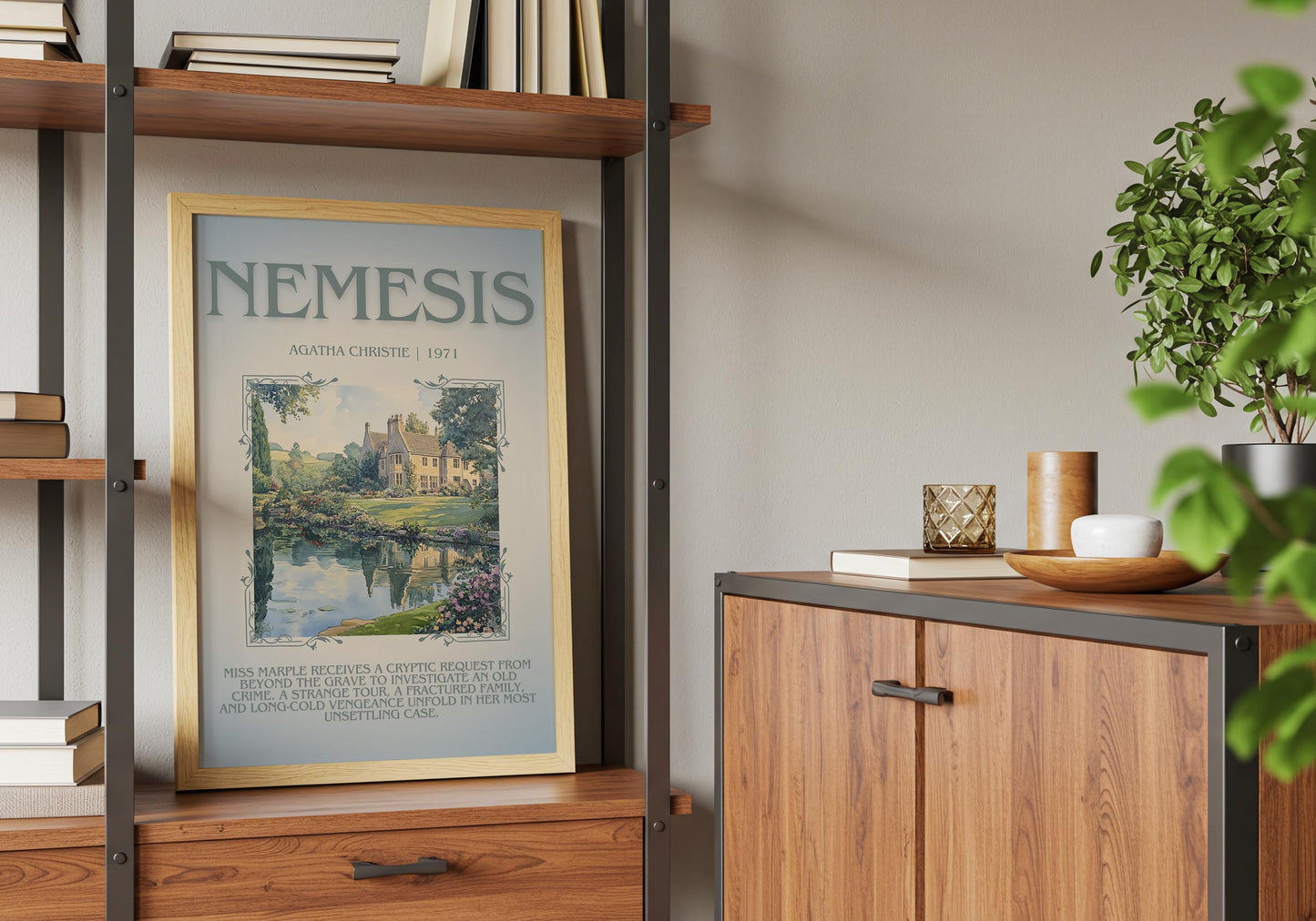 Nemesis by Agatha Christie Descriptive, High Quality Poster Print.Free Delivery Wall Art. Author & Blurb Book Artwork Cover Gift