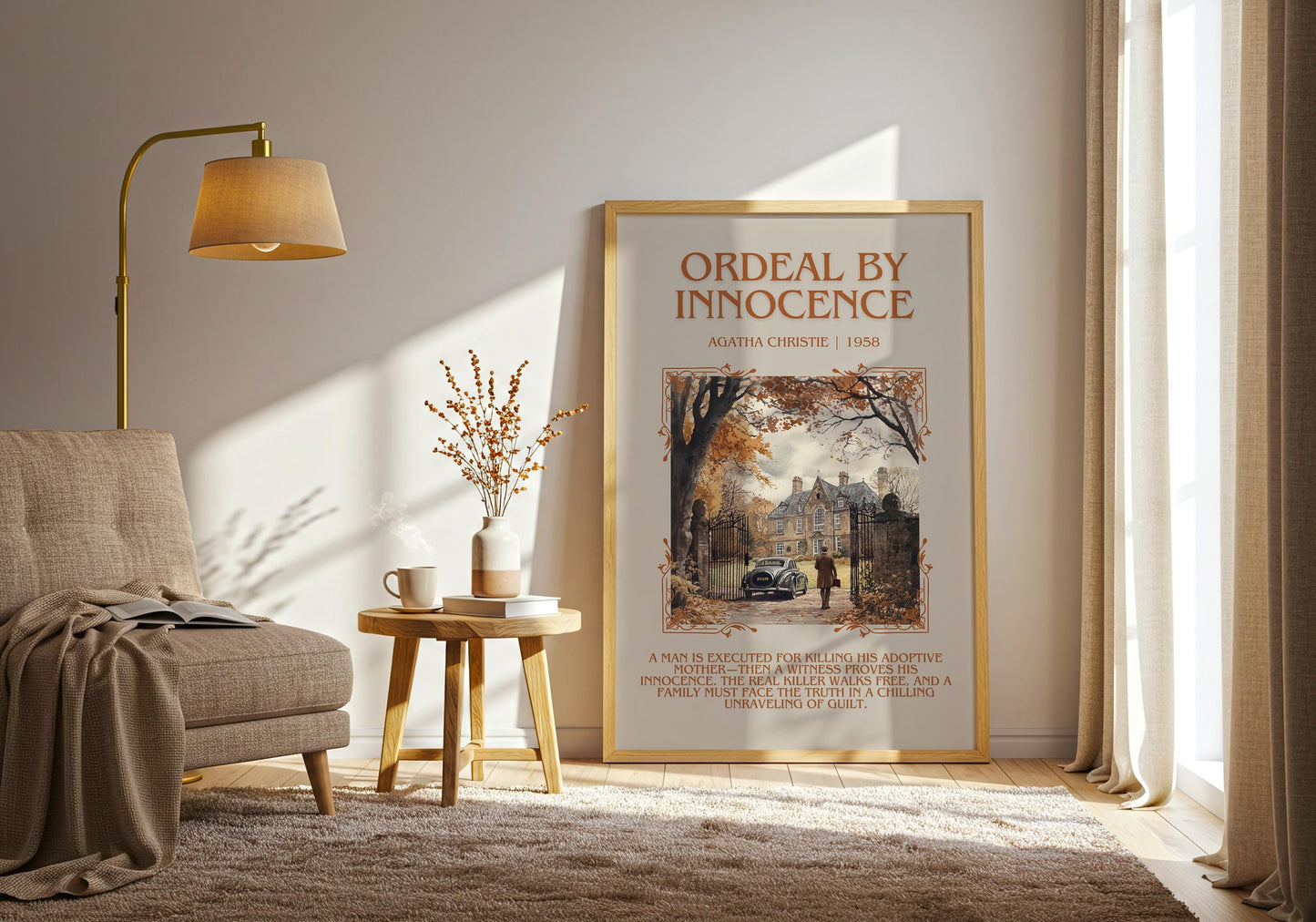 Ordeal By Innocence by Agatha Christie Descriptive, High Quality Poster Print.Free Delivery Wall Art. Author & Blurb Book Artwork Cover Gift
