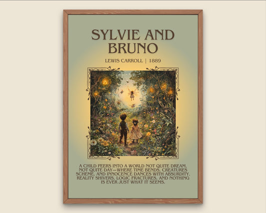 Sylvie And Bruno by Lewis Carroll Descriptive, High Quality Poster Print.Free Delivery Wall Art. Author & Blurb Book Artwork Cover Gift