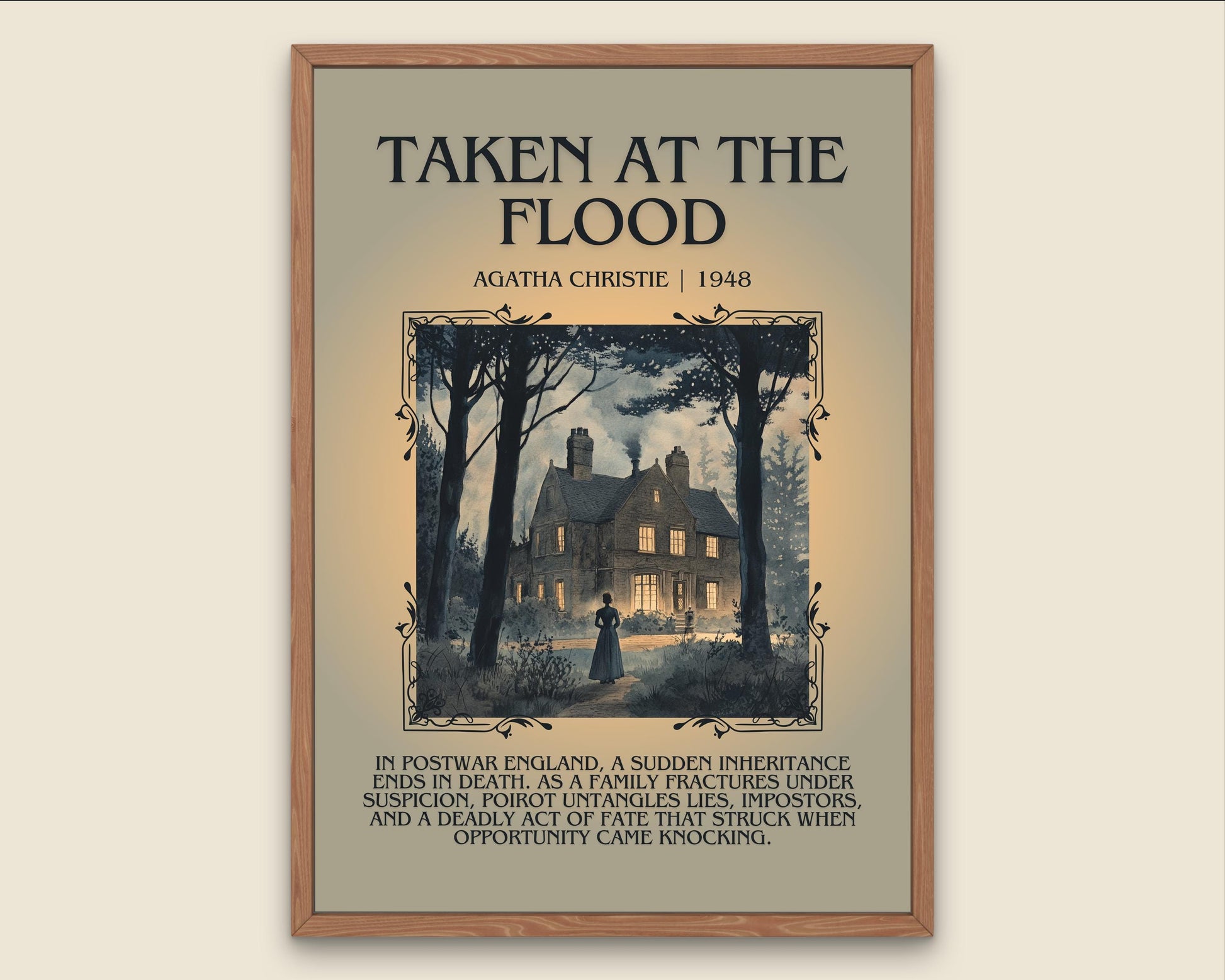 Taken At The Flood by Agatha Christie Descriptive, High Quality Poster Print.Free Delivery Wall Art. Author & Blurb Book Artwork Cover