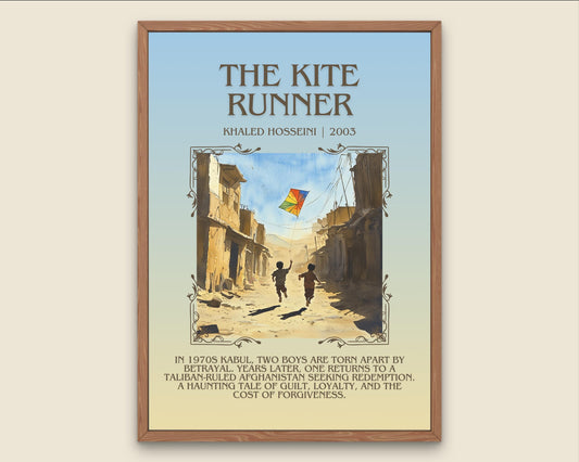 The Kite Runner by Khaled Hosseini Descriptive, High Quality Poster Print.Free Delivery Wall Art. Author & Blurb Book Artwork Cover