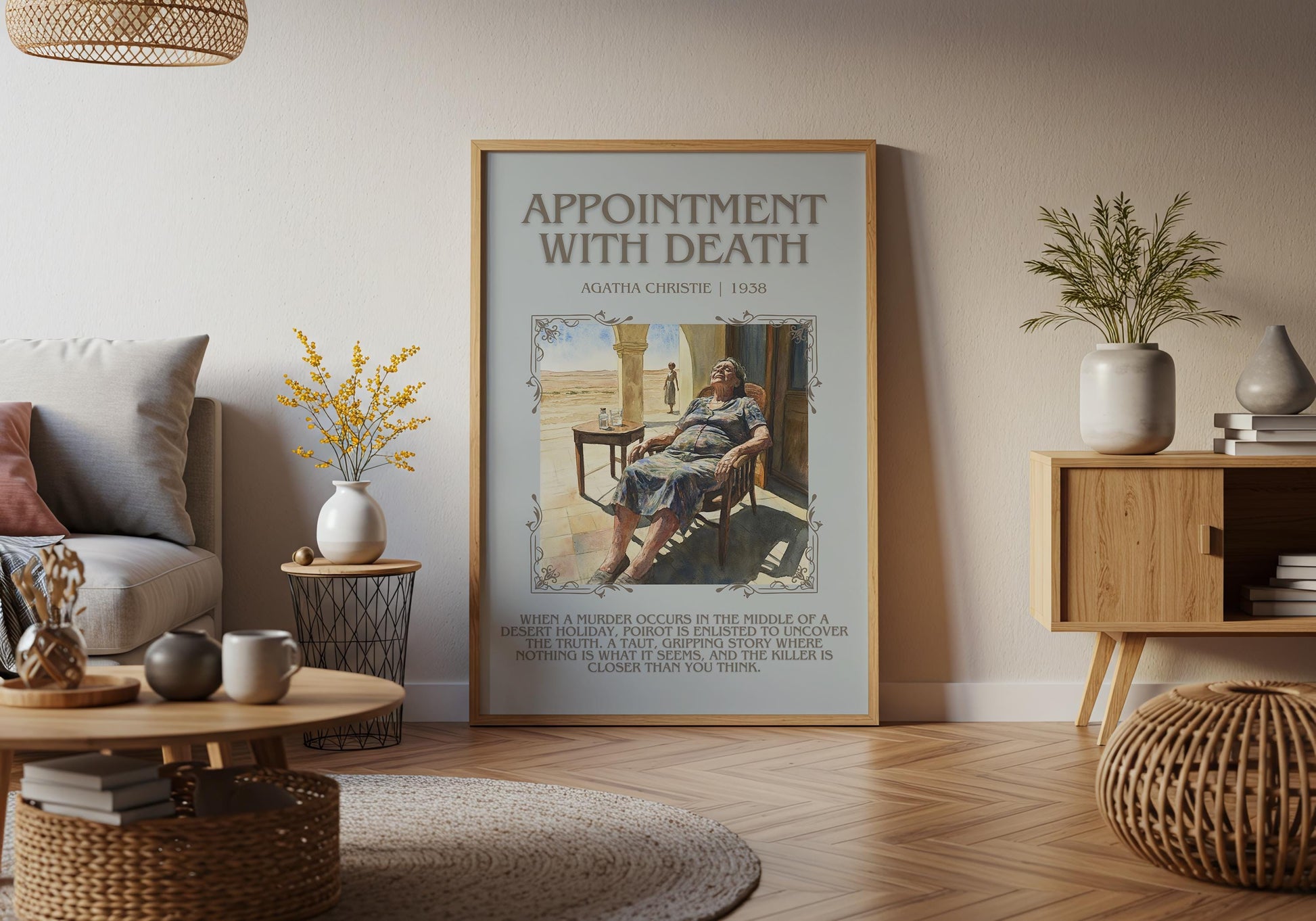 Appointment With Death by Agatha Christie Descriptive, High Quality Poster Print. Free Delivery Wall Art. Author and Blurb Book Artwork