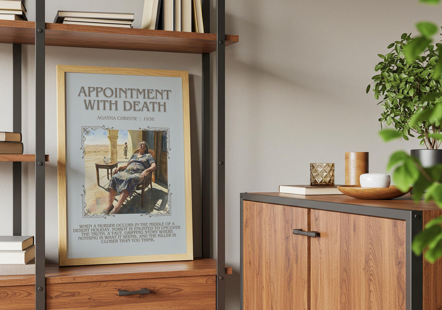 Appointment With Death by Agatha Christie Descriptive, High Quality Poster Print. Free Delivery Wall Art. Author and Blurb Book Artwork