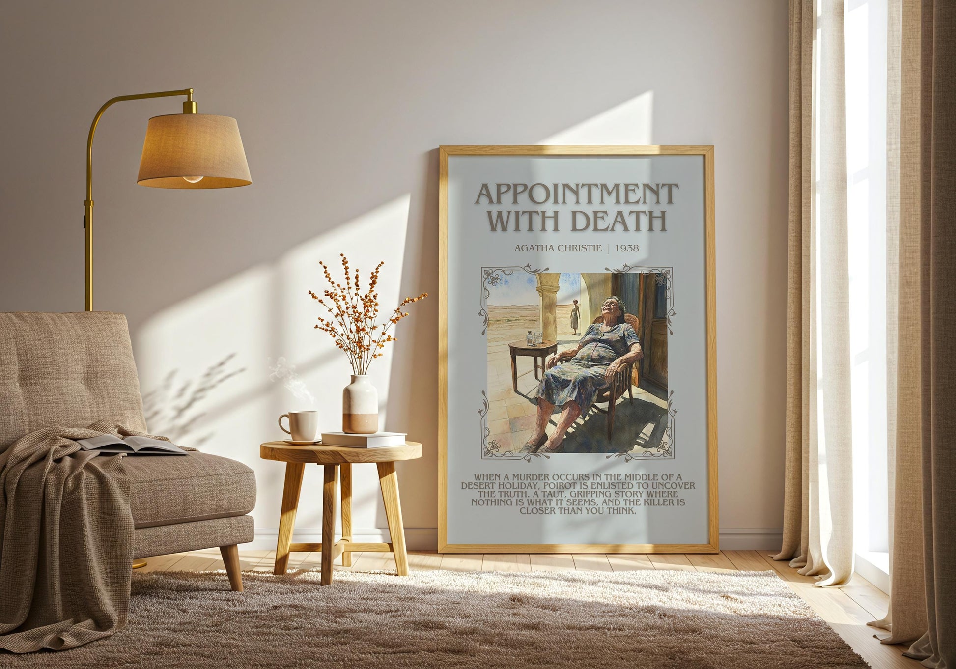 Appointment With Death by Agatha Christie Descriptive, High Quality Poster Print. Free Delivery Wall Art. Author and Blurb Book Artwork