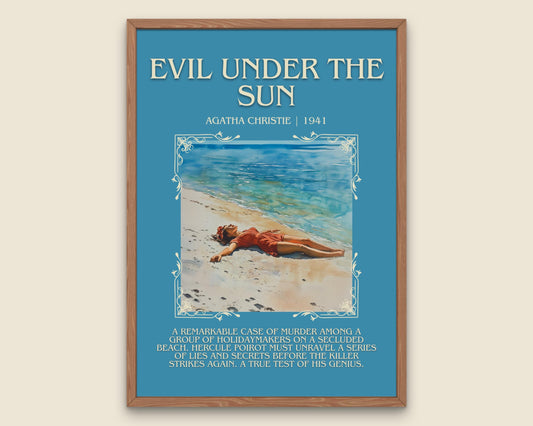 Evil Under The Sun by Agatha Christie Descriptive, High Quality Poster Print. Free Delivery Wall Art. Author and Blurb Book Artwork