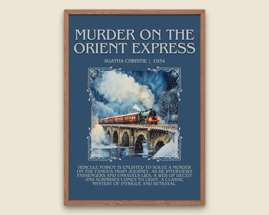Murder On The Orient Express by Agatha Christie Descriptive, High Quality Poster Print. Free Delivery Wall Art.Author and Blurb Book Artwork