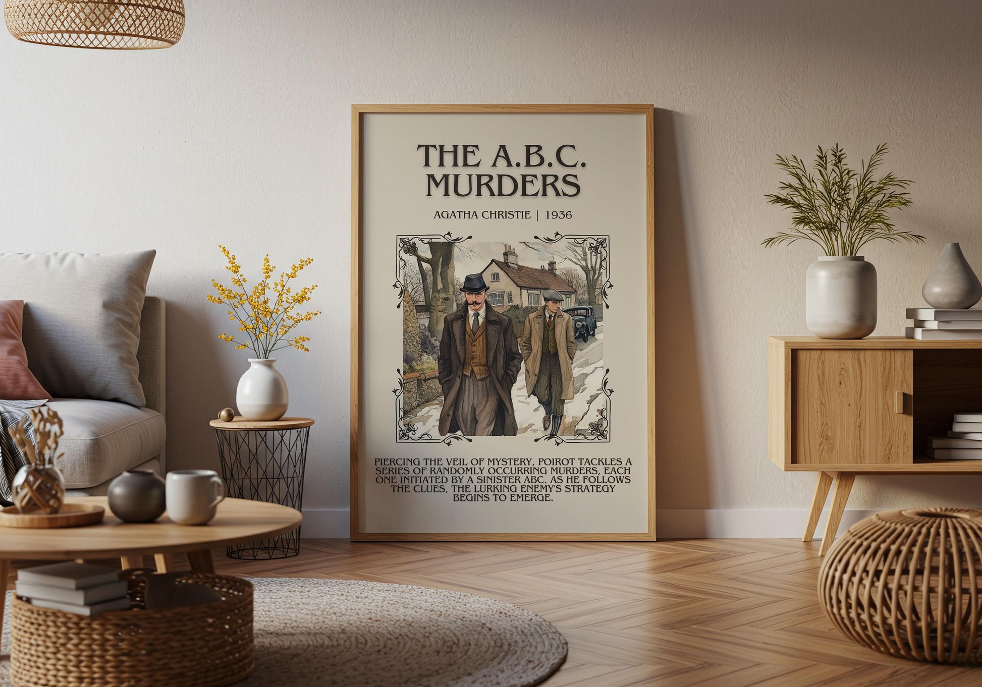 The ABC Murders by Agatha Christie Descriptive, High Quality Poster Print. Free Delivery Wall Art.Author and Blurb Book Artwork
