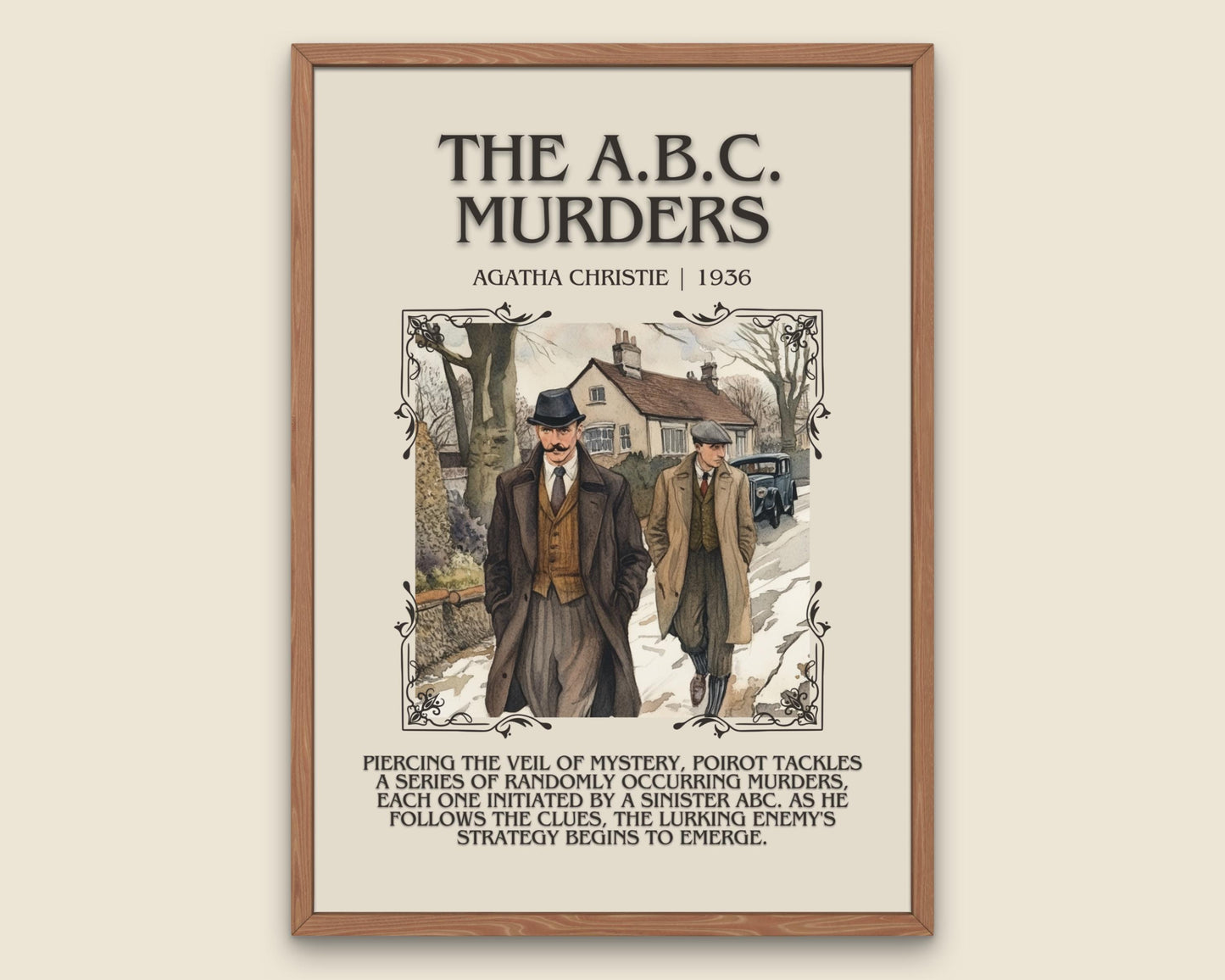 The ABC Murders by Agatha Christie Descriptive, High Quality Poster Print. Free Delivery Wall Art.Author and Blurb Book Artwork