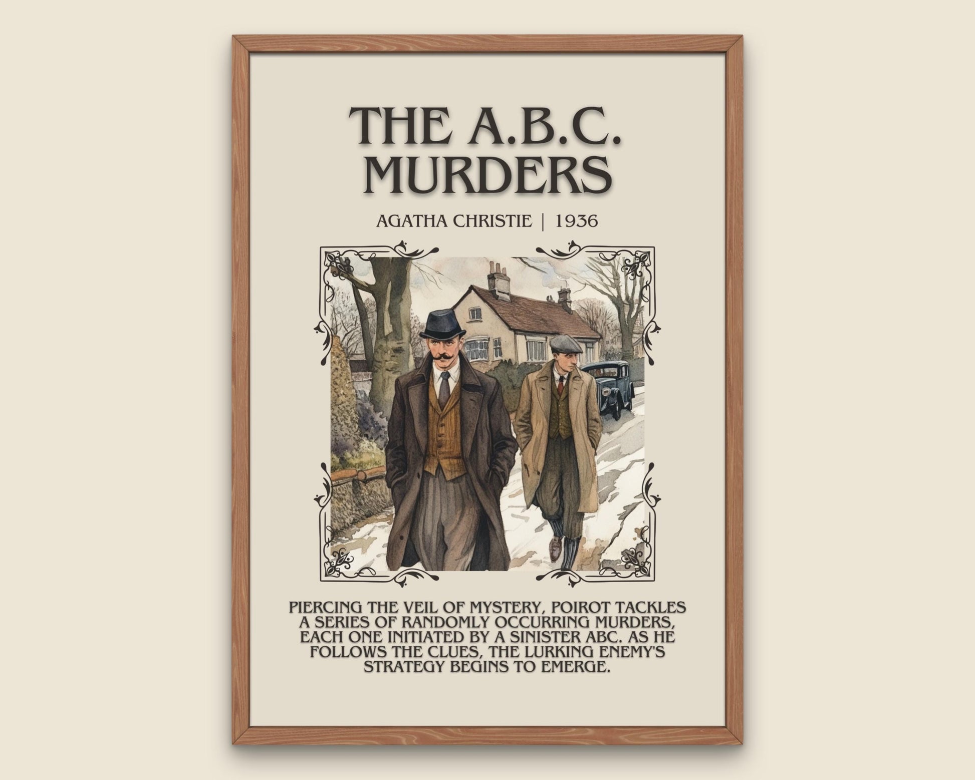 The ABC Murders by Agatha Christie Descriptive, High Quality Poster Print. Free Delivery Wall Art.Author and Blurb Book Artwork