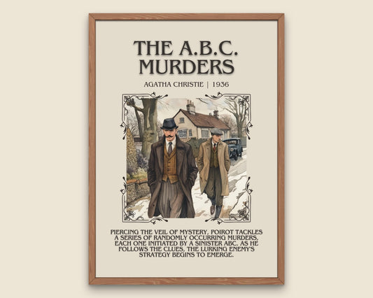 The ABC Murders by Agatha Christie Descriptive, High Quality Poster Print. Free Delivery Wall Art.Author and Blurb Book Artwork