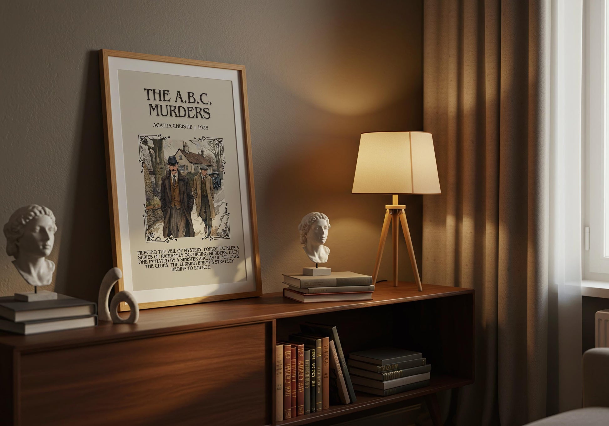 The ABC Murders by Agatha Christie Descriptive, High Quality Poster Print. Free Delivery Wall Art.Author and Blurb Book Artwork