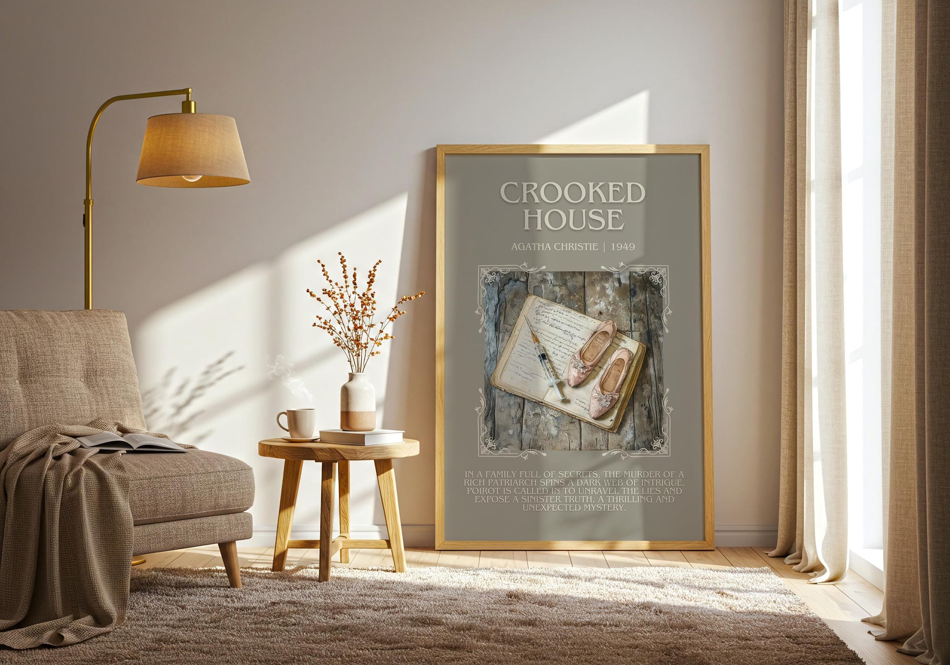 Crooked House by Agatha Christie Descriptive, High Quality Poster Print. Free Delivery Wall Art.Author and Blurb Book Artwork