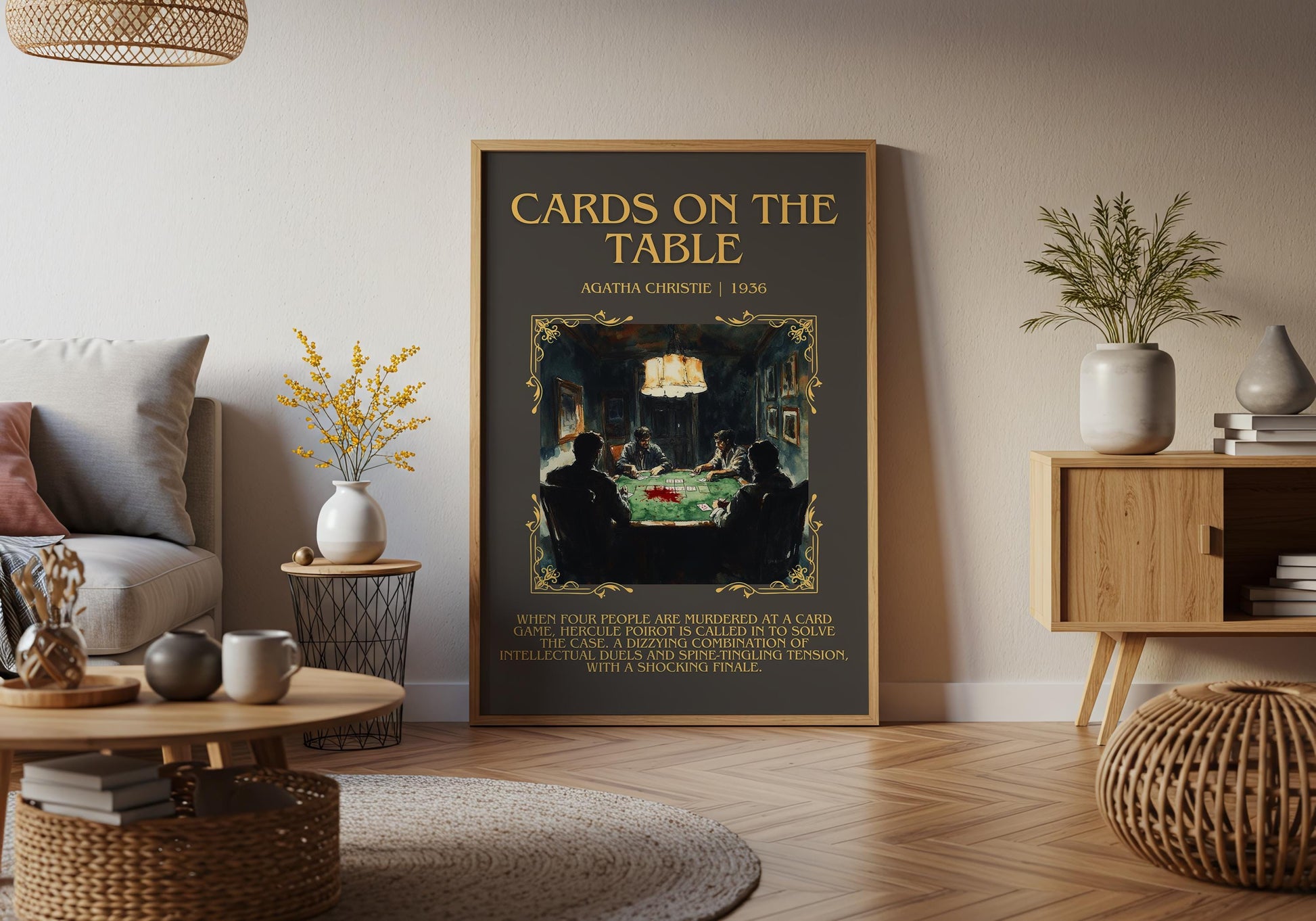 Cards On The Table by Agatha Christie Descriptive, High Quality Poster Print. Free Delivery Wall Art.Author and Blurb Book Artwork