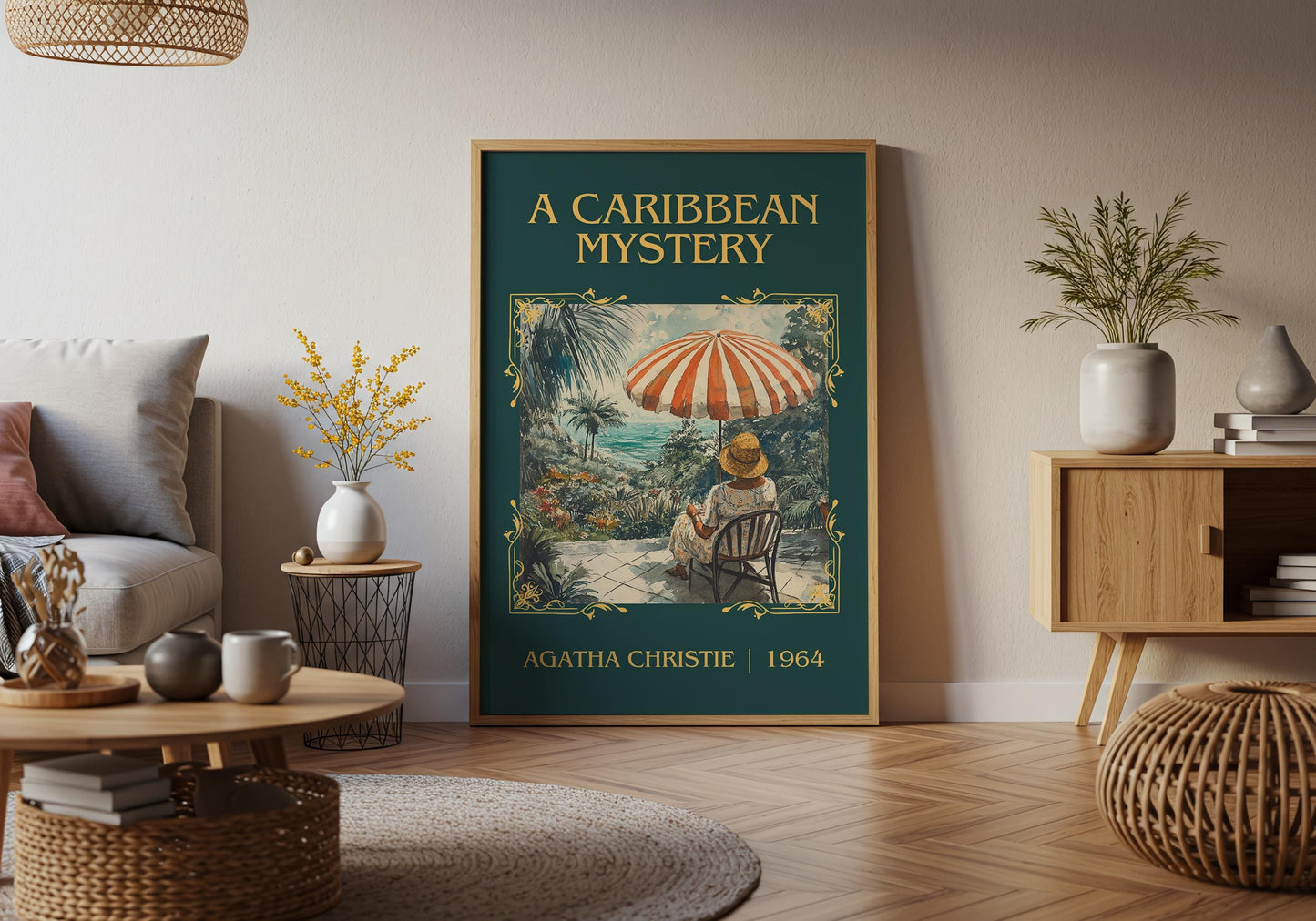 A Caribbean Mystery by Agatha Christie High Quality Poster Print.Free Delivery Wall Art. Author&Blurb Book/Novel Minimalist Home Gift Cover