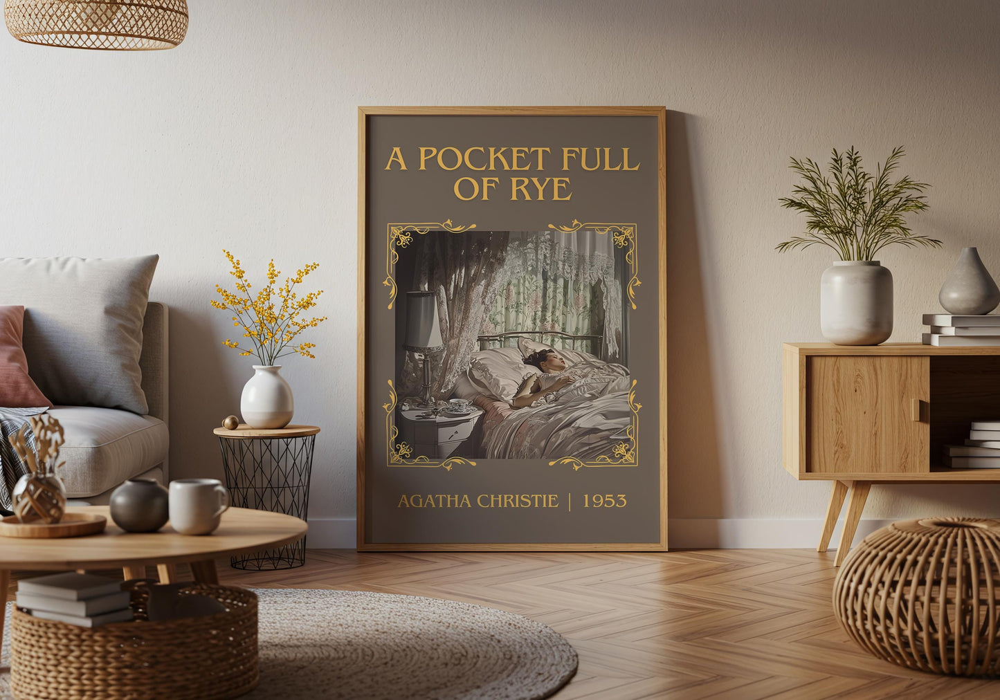 A Pocket Full Of Rye by Agatha Christie High Quality Poster Print.Free Delivery Wall Art. Author&Blurb Book/Novel Minimalist Home Gift Cover