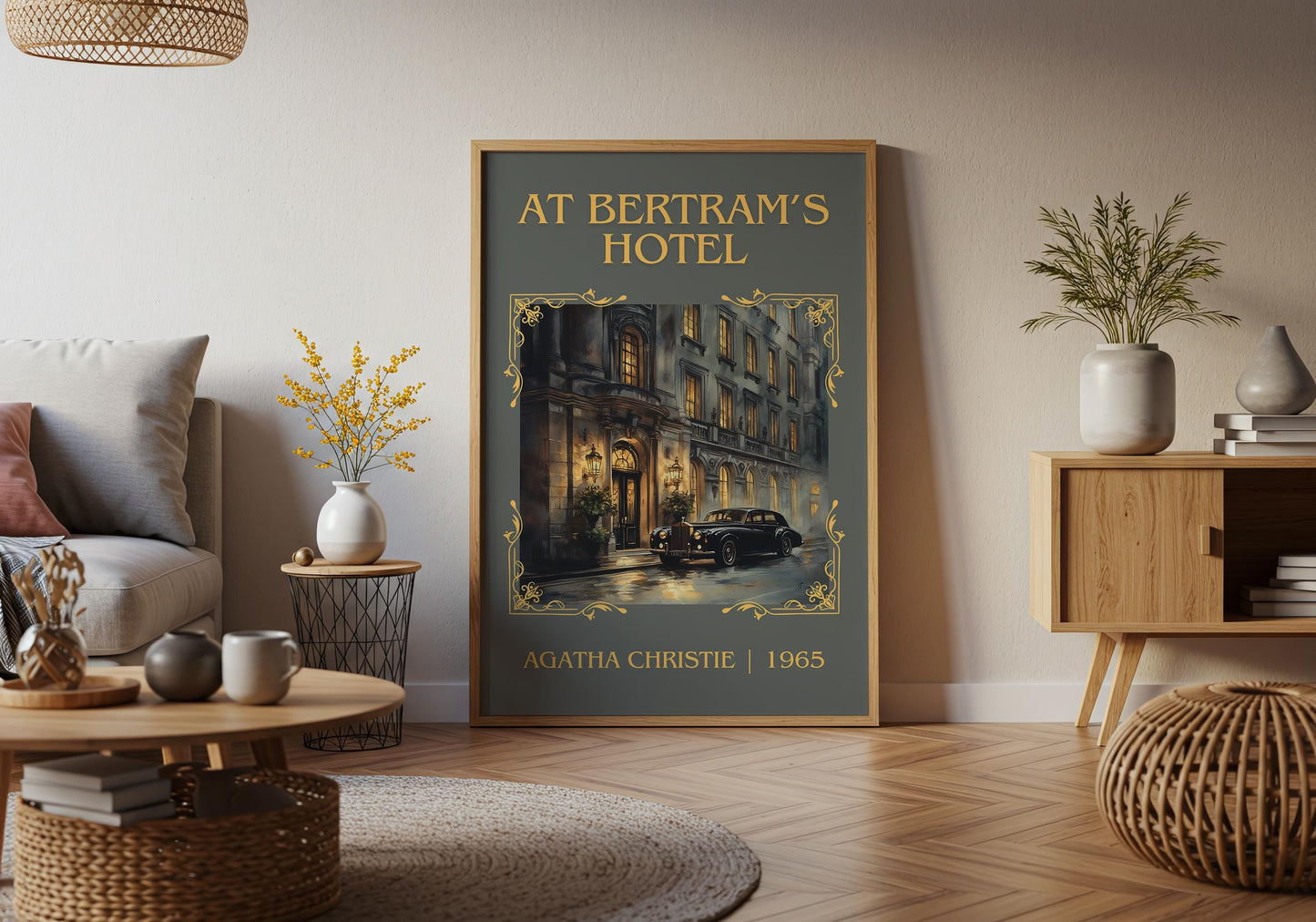 At Bertrams Hotel by Agatha Christie High Quality Poster Print.Free Delivery Wall Art. Author&Blurb Book/Novel Minimalist Home Gift Cover