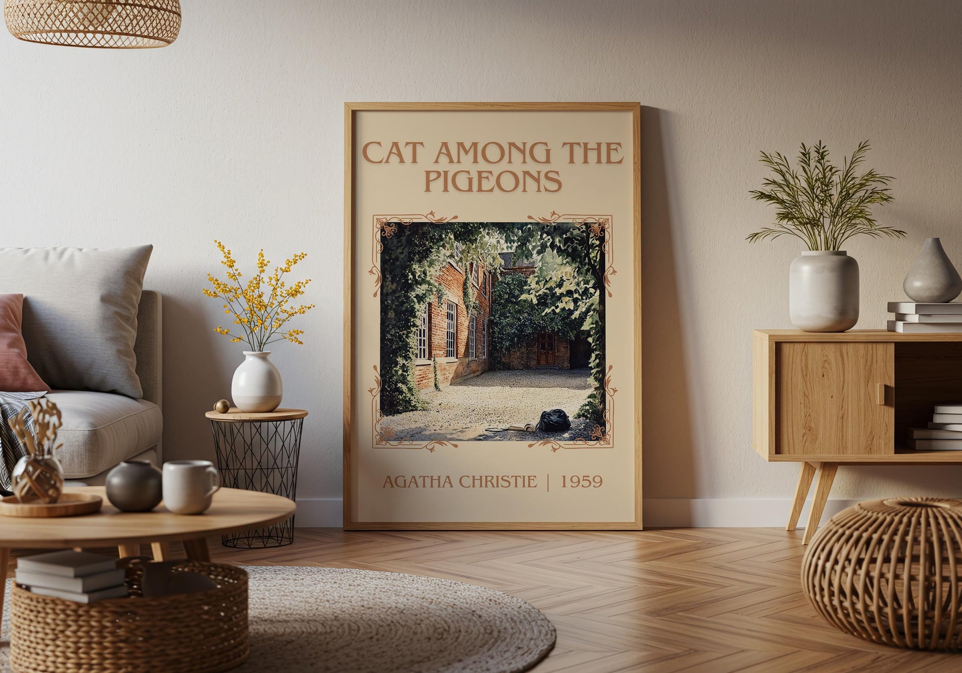 Cat Among The Pigeons by Agatha Christie High Quality Poster Print.Free Delivery Wall Art-Author&Blurb Book/Novel Minimalist Home Gift Cover