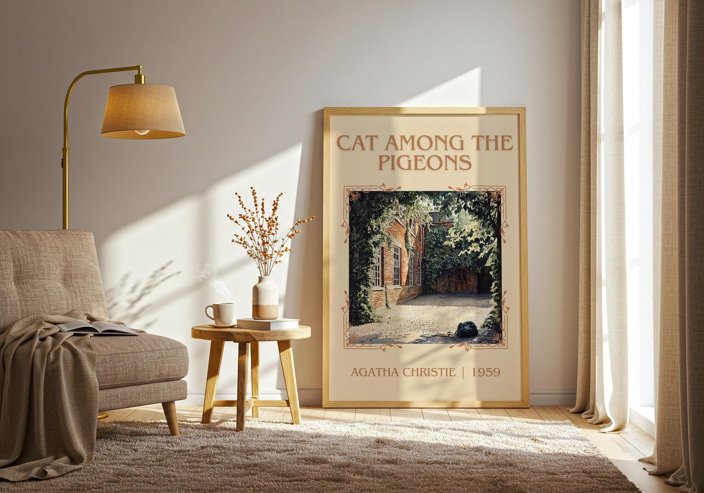 Cat Among The Pigeons by Agatha Christie High Quality Poster Print.Free Delivery Wall Art-Author&Blurb Book/Novel Minimalist Home Gift Cover