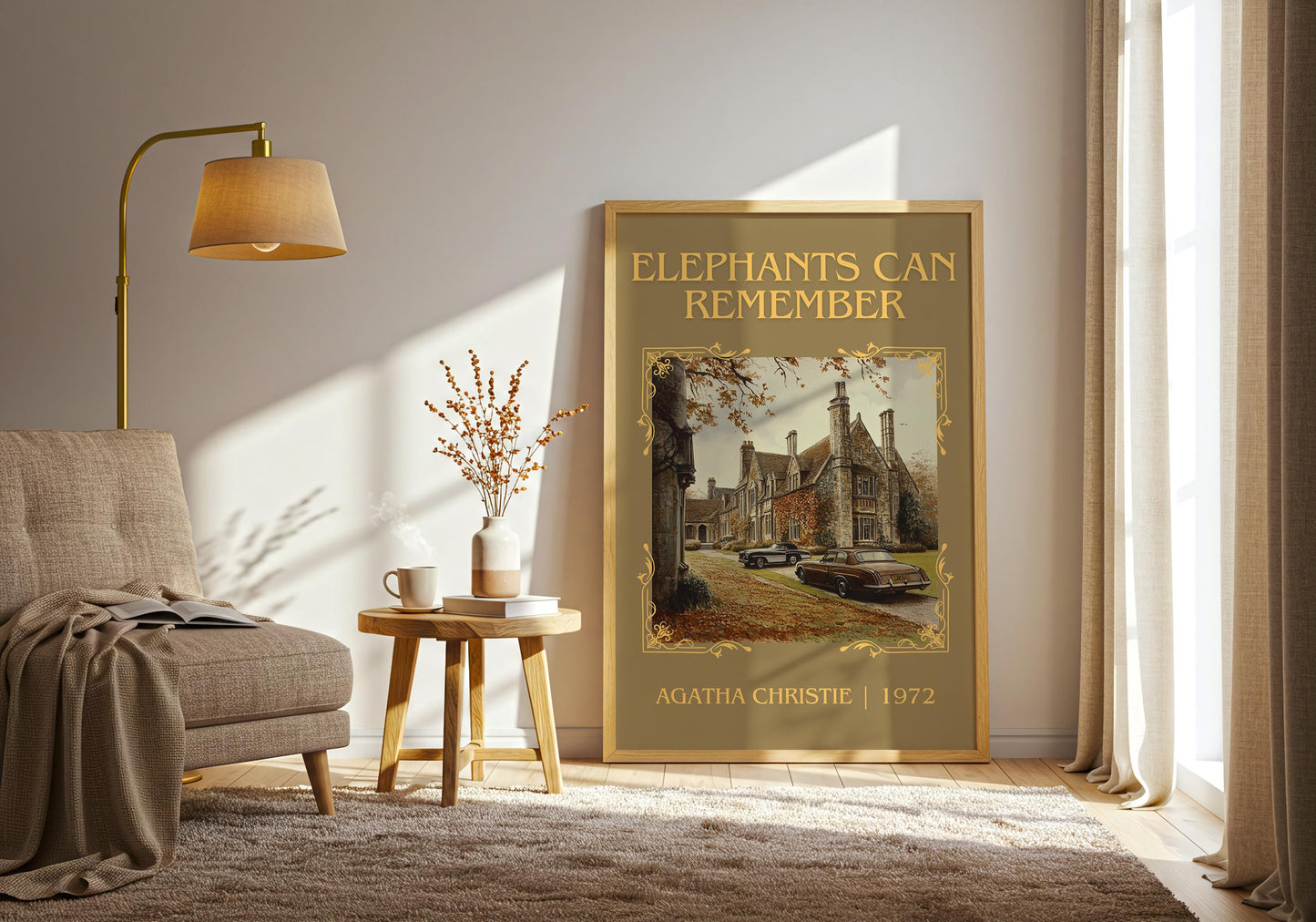 Elephants Can Remember by Agatha Christie High Quality Poster Print.Free Delivery Wall Art. Author&Blurb Book/Novel Minimalist Gift