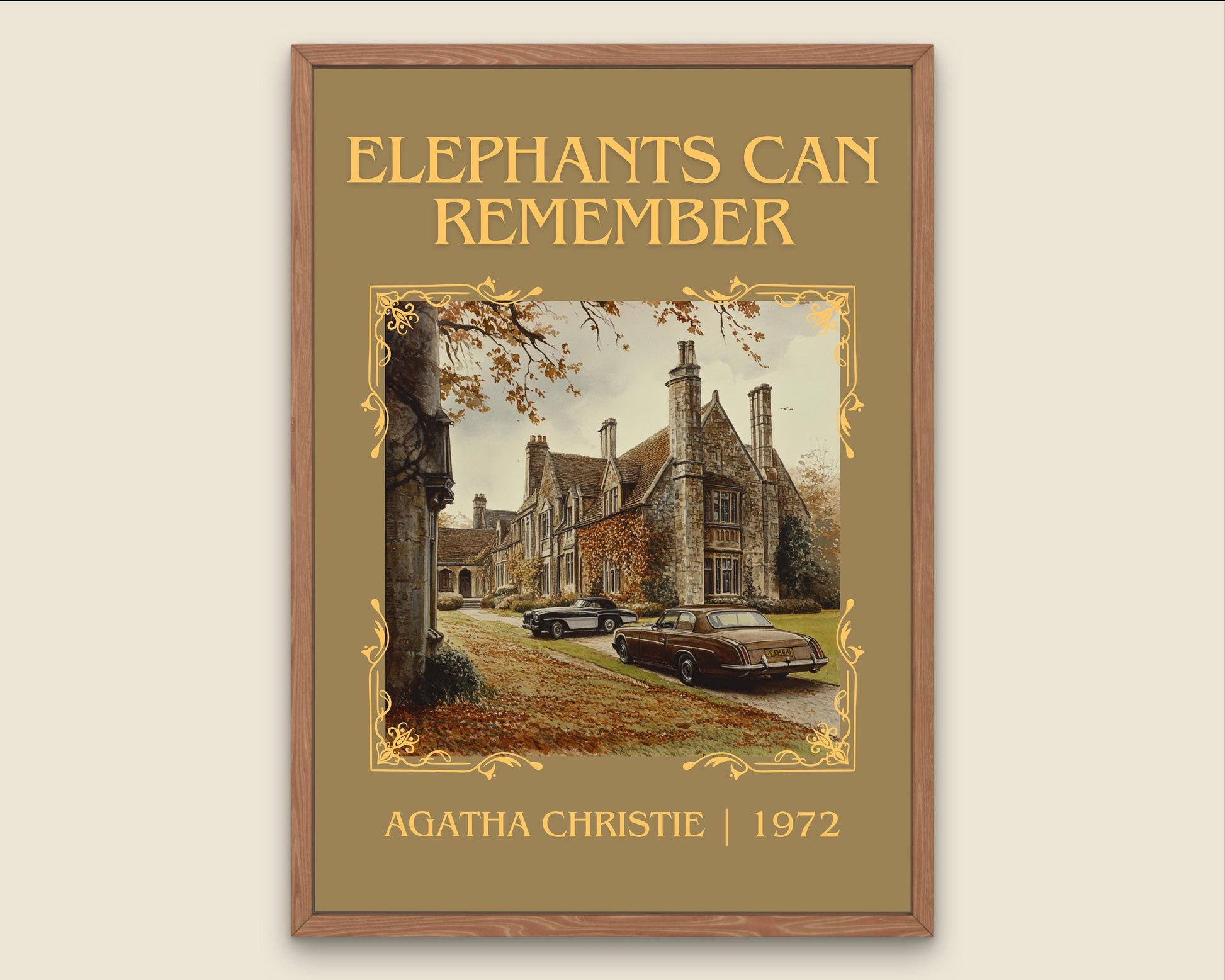 Elephants Can Remember by Agatha Christie High Quality Poster Print.Free Delivery Wall Art. Author&Blurb Book/Novel Minimalist Gift
