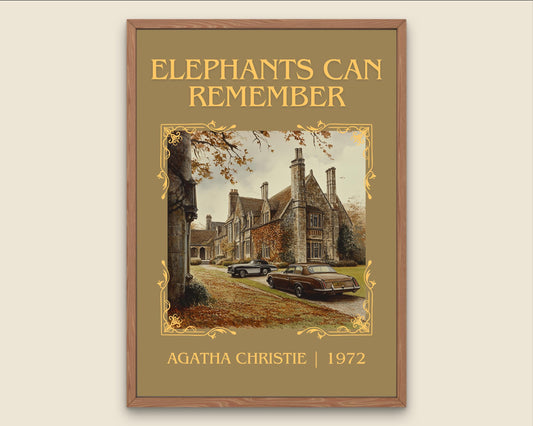 Elephants Can Remember by Agatha Christie High Quality Poster Print.Free Delivery Wall Art. Author&Blurb Book/Novel Minimalist Gift