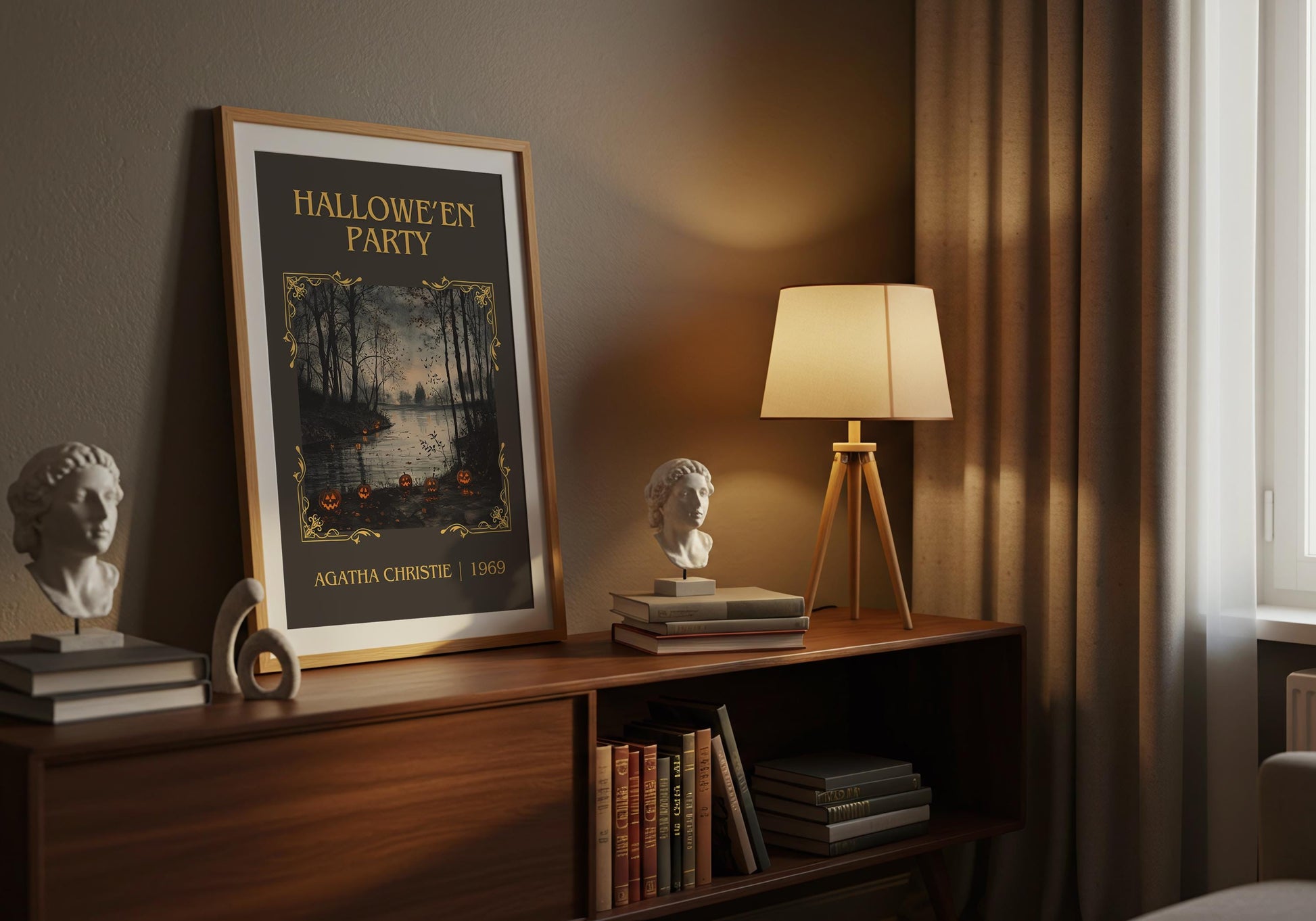 Hallowe'en Party by Agatha Christie High Quality Poster Print.Free Delivery Wall Art-Author&Blurb Book/Novel Minimalist Home Gift Cover