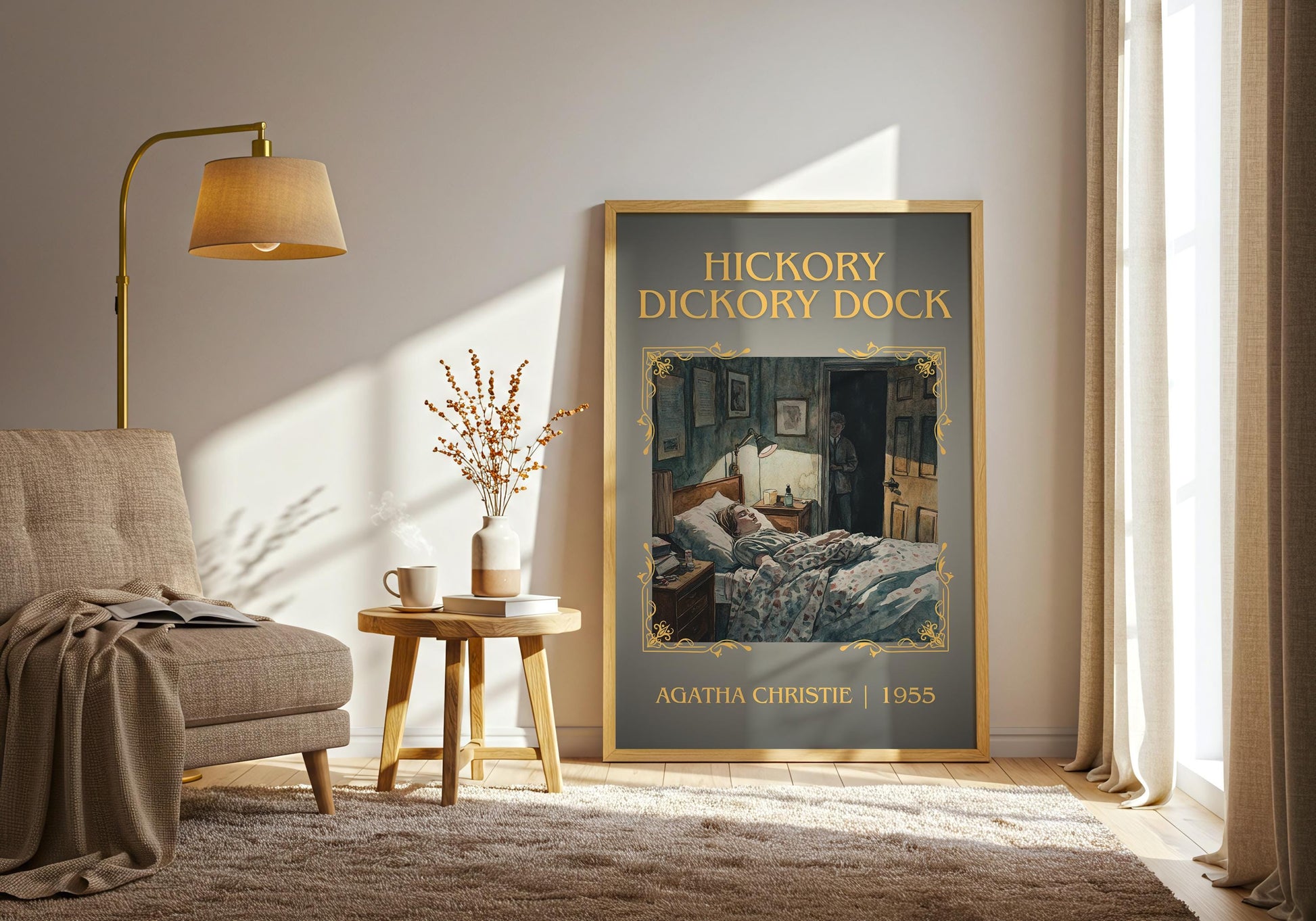 Hickory Dickory Dock by Agatha Christie High Quality Poster Print.Free Delivery Wall Art. Author&Blurb Book/Novel Minimalist Gift Cover
