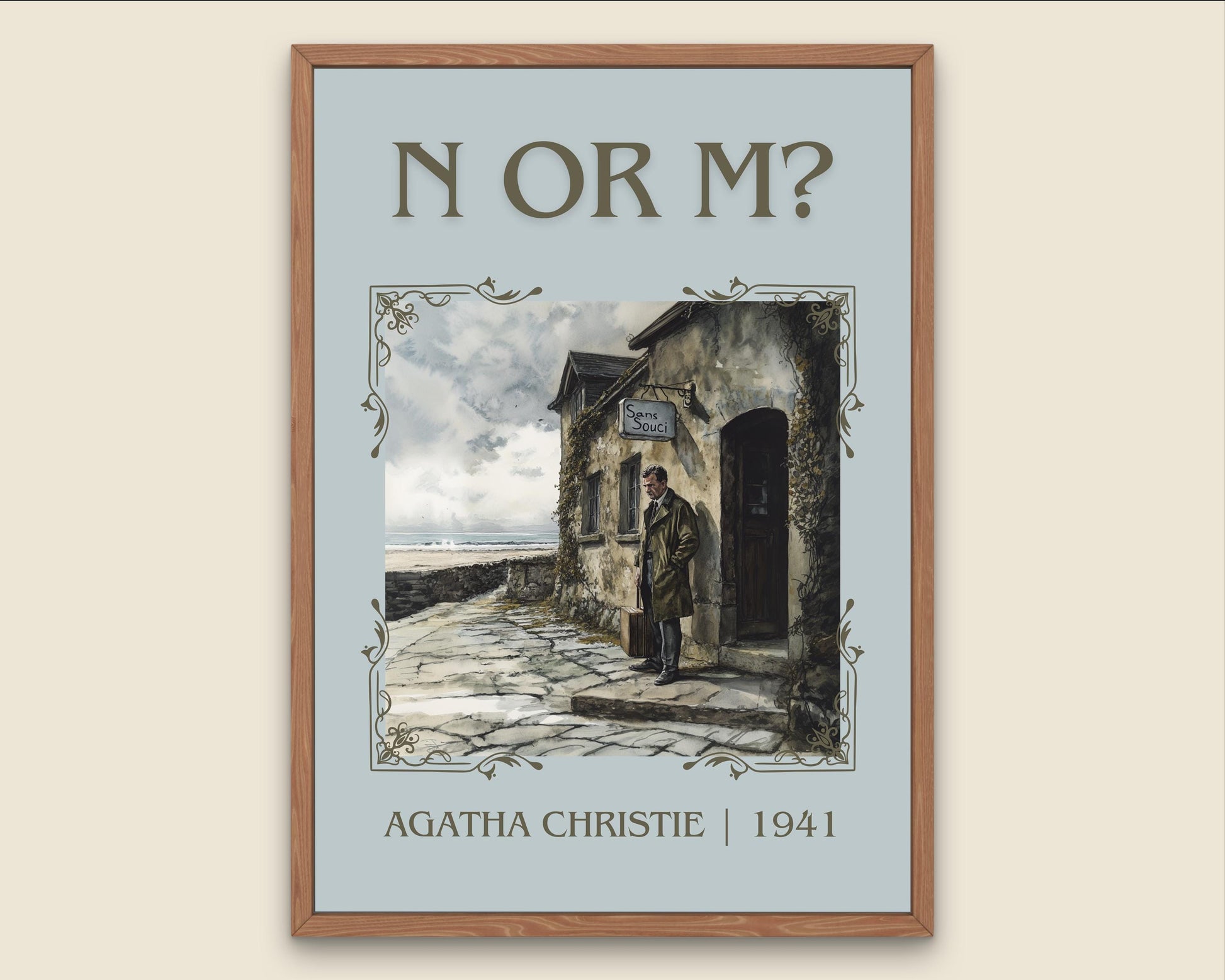 N Or M? by Agatha Christie High Quality Poster Print.Free Delivery Wall Art-Author&Blurb Book/Novel Minimalist Home Gift Cover Decor