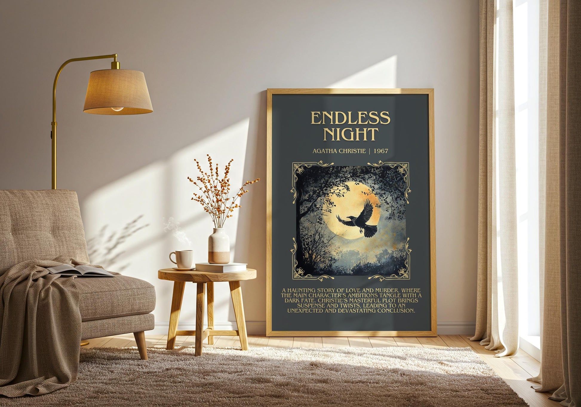 Endless Night by Agatha Christie Descriptive, High Quality Poster Print. Free Delivery Wall Art.Author and Blurb Book Artwork