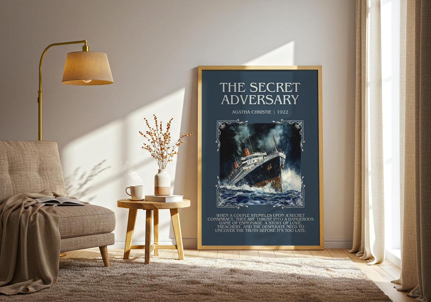 The Secret Adversary by Agatha Christie Descriptive, High Quality Poster Print. Free Delivery Wall Art. Author & Blurb Book Artwork