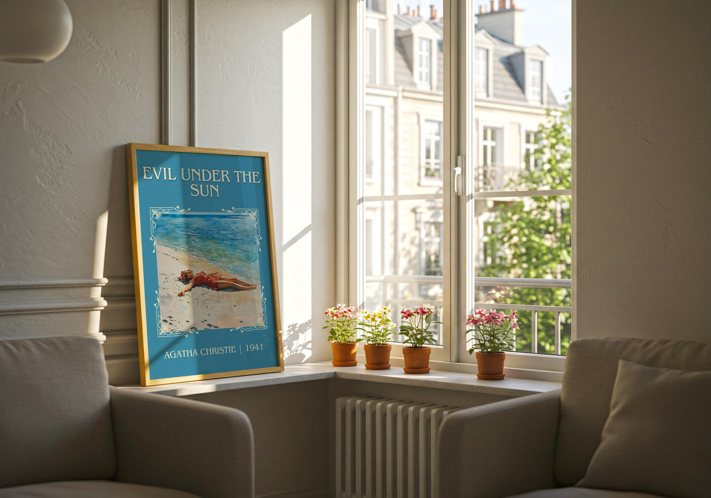 Evil Under The Sun by Agatha Christie High Quality Poster Print. Free Delivery Wall Art. Author and Blurb Book / Novel Minimalist Art.