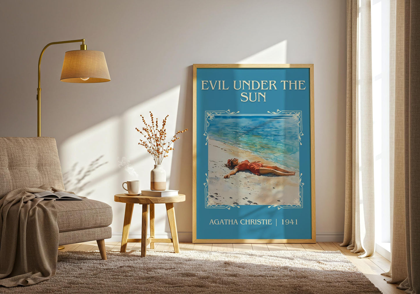 Evil Under The Sun by Agatha Christie High Quality Poster Print. Free Delivery Wall Art. Author and Blurb Book / Novel Minimalist Art.